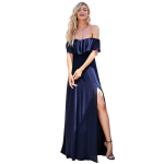 Naiste off-shoulder maksikleit Saitdress, sinine, 40