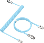 Mambasnake C01 spiraalklaviatuuri kaabel, professionaalne kohandatud Spiraal-usb C-kaabel mehaanilisele klaviatuurile, type C kuni Usb-a kaabel eemaldatava metallist lennunduspistikuga, Tpu m&auml;nguklaviatuurile Pc Mac arvutile, sinine