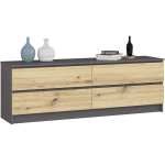 Kummut Akord K160 4SZ CLP PK, 160x40x55 cm, hall/pruun