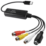 RCA AV to USB C konverter Video Capture Card Adapter 1 Channel AV NTSC PAL Video S Video/Composite to USB Converter.