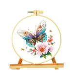 Tikandikomplekt, Butterfly Flower 11CT Medium Grid Three-thread Embroidery 20*20cm