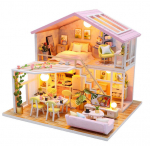 DIY puidust mudel nukumaja meisterdamise komplekt. Roombox/ Diy Miniature Dollhouse Kit - Sweet Time. Mudel: M2001. Valmis suurus: 20x18x20.5cm