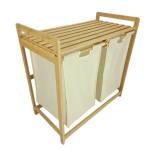 Pesukorv bambusest 2-kohaline riiuliga vannitoa korraldaja kreem | 68x40x35 | BEGRYF