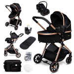 3-&uuml;hes jalutusk&auml;ru + turvatool, komplekt SoHo, black/gold