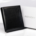 Naturaalnahast rahakott meestele Rovicky, must