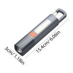 Laetav LED-taskulamp MBMP COB-k&uuml;lgtulega, teleskoopsuumiga ja IP65 veekindlusega, hall