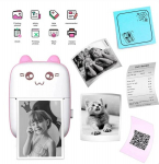 Mini kaasaskantav printer roosa kassipoeg + 5 kleepm&auml;rkmepaberit r&otilde;&otilde;msad inimesed Andy