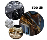 Airi 500 LED 25 meetrit v&auml;lisvalgustuse j&auml;&auml;purika valguskett valge juhtmega, k&uuml;lm valge valgus vilkuv