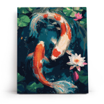 Numbritega maalimise komplekt 40x50 cm, Koi karpkala lootostaimede seas, varvikas, MG2504e