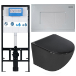 3-in-1 KOMPLEKT: DELOS RIMLESS servata WC-pott + soft-close Slim istumispind + WC-poti raam JAPAR SLIM 113x52x12 cm nupuga