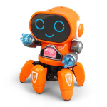 Tantsiv robot LED-valgustuse ja muusikaga Dancing Robot, oranž