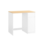 SoBuy Pesumasinakapp BZR217-WN Valge 100&times;60&times;90 cm Puit Pesukorv Sahtel