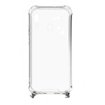 Evelatus Samsung Galaxy A40 silikoon&uuml;mbris, l&auml;bipaistev ja kaelakeega TPU rihmaga, kuldne