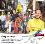 2 x teleskoopilised kepid, lipuvarras, 2 m, stabiilne kepp, teleskoopiline lipuvarda, teleskoopiline kepp, lipuvarras, teleskoopiline varras 2 m reisimiseks, v&auml;litegevusteks, &otilde;ppetundideks, treeninguteks