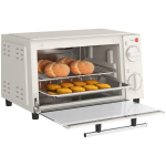 HOMCOM Miniahi 9L Miniahi k&uuml;psetusplaadiga, grillrestiga, 100 &deg;C-230 &deg;C, reguleeritava temperatuuri ja k&uuml;psetusaegadega, 60 min. taimeri, 750W, roostevaba teras, kreemvalge v&auml;rvusega, Kreminės baltos spalvos