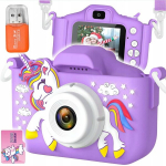 Laste digikaamera LCD-ekraaniga, kaamera ja m&auml;ngudega, lilla