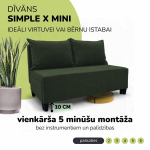 Kahe kohaline lahtik&auml;iv diivan Simple X Mini, Podrez, t&uuml;rkiis-roheline