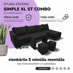 Suur nurgadiivan lauaga ja puffidega Simple XL St Combo Grafiit
