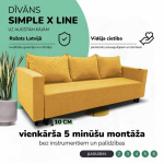 Klassikaline diivanvoodi Simple X Line pesukastiga, Podrez, kollane