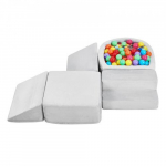 Ronimism&auml;ngu komplekt, vahtplastist ronimisklotsid pallibasseiniga, siseruumide m&auml;ngukomplekt, velvetkangas