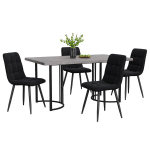 S&ouml;&ouml;gikomplekt: laud 140&times;80 cm ja sametist toolid, MDF pealispind, metalljalad, hall/must, 5 tk