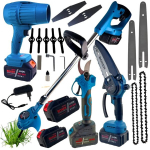 4-&uuml;hes komplekt: akutoitel oksak&auml;&auml;rid, trimmer, puhur, saag 2&times;48 V