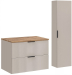 Vannitoam&ouml;&ouml;blikomplekt, kapp 80 cm lauaplaadiga ja 140 cm sambaga, kasmiir/tammepuust ADEL