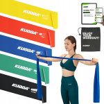 Lamedate elastsete kummipaelte komplekt taastusraviks ja treeninguks, 5 tk., Plok&scaron;čių elastinių juostų rinkinys reabilitacijai ir treniruotėms, 5 vnt