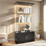 Vitriinkapp LED-valgustuse ja topeltustega, 164x79x35 cm, must