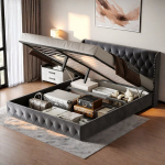 Kaheinimesevoodi 140 x 200 cm, sobib teismelistele ja t&auml;iskasvanutele, hall, samet