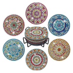 Teemantmaali aluskomplekt koos hoidikuga, &uuml;mmargune mandala muster, 6 tk