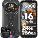 Telefon Blackview ROCK 1 6.56" 24GB+256GB 15000mAh Android 16 NFC/GPS/4G + Airbuds 9 - Must