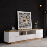TV-kapp puidutekstuuriga, valge, 180 cm