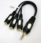 Mini Jack 3,5 mm jaotur 3x Mini Jackile, Mini Jack 3,5 mm &scaron;akotuvas į 3x Mini Jack
