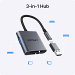3-&uuml;hes SD- ja MicroSD-m&auml;lukaardilugeja USB-A 2.0 480 Mb/s &uuml;hendusega, 3in1 SD ir MicroSD atminties kortelių skaitytuvas su USB-A 2.0 480 Mb/s