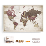 Matt saksakeelne maailma ja Euroopa kaart n&ouml;&ouml;pn&otilde;eltega l&otilde;uendpilt-korgist tahvel CANVASCALE 90 x 60 cm, 90 x 60 cm