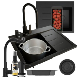 Graniidist valamu Granitan merevaigukollane must sifoon segistuskraan komplekt