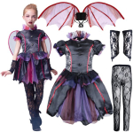 Halloweeni vampiiri nahkhiire kost&uuml;&uuml;m t&uuml;drukule Ikali 4-6 a., 116 cm