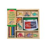 Templite komplekt Melissa & Doug &bdquo;Dinosaur&ldquo;: 8 puidust templit, 2-v&auml;rviline tindipadi, 5 pliiatsit