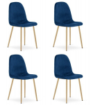 S&ouml;&ouml;gitoolide komplekt Leobert PADVA, sinine samet, tammepuidust jalad, 4 tk