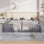 Lastevoodi 180 x 200 cm, laste kaheinimesevoodi, naturaalne m&auml;nd, hall