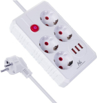 Maclean Mce393 W pikenduskaabel 4 pistikupesa ja 3 Usb-ga, 3m, valge