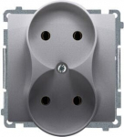 Kahekordne maanduseta pistikupesa, inox, Simon Basic