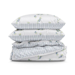 Voodipesukomplekt Eurofirany POS/ST/RAYA4/GRA satiin 140x200 cm valge botaaniline