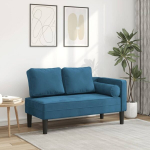 Chaise Lounge diivan vidaXL puhkevoodi patjadega, sinine samet, modernne disain