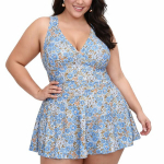 Ujumiskleit naistele tummy control Saitdress, sinine, 2XL