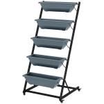 Outsunny taimestend, 5-tasandiline lillestend, ratastega taimehoidik, auguga lillehoidik, taimetrepp aeda, teras, hall, Pilka