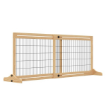 V&auml;ljat&otilde;mmatav vabalt seisev turvav&auml;rav koertele reguleeritava pikkusega, puidust barj&auml;&auml;r lemmikloomadele, 104&ndash;183 x 36 x 69 cm, naturaalne
