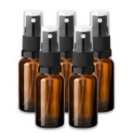 10 ml pruuni klaaspudel mustade pihusti ja korgiga, 10-osaline komplekt