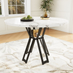&Uuml;mmargune s&ouml;&ouml;gilaud 100x100x76 cm MDF pealispind, mustad jalad, sobib 4-6 inimesele